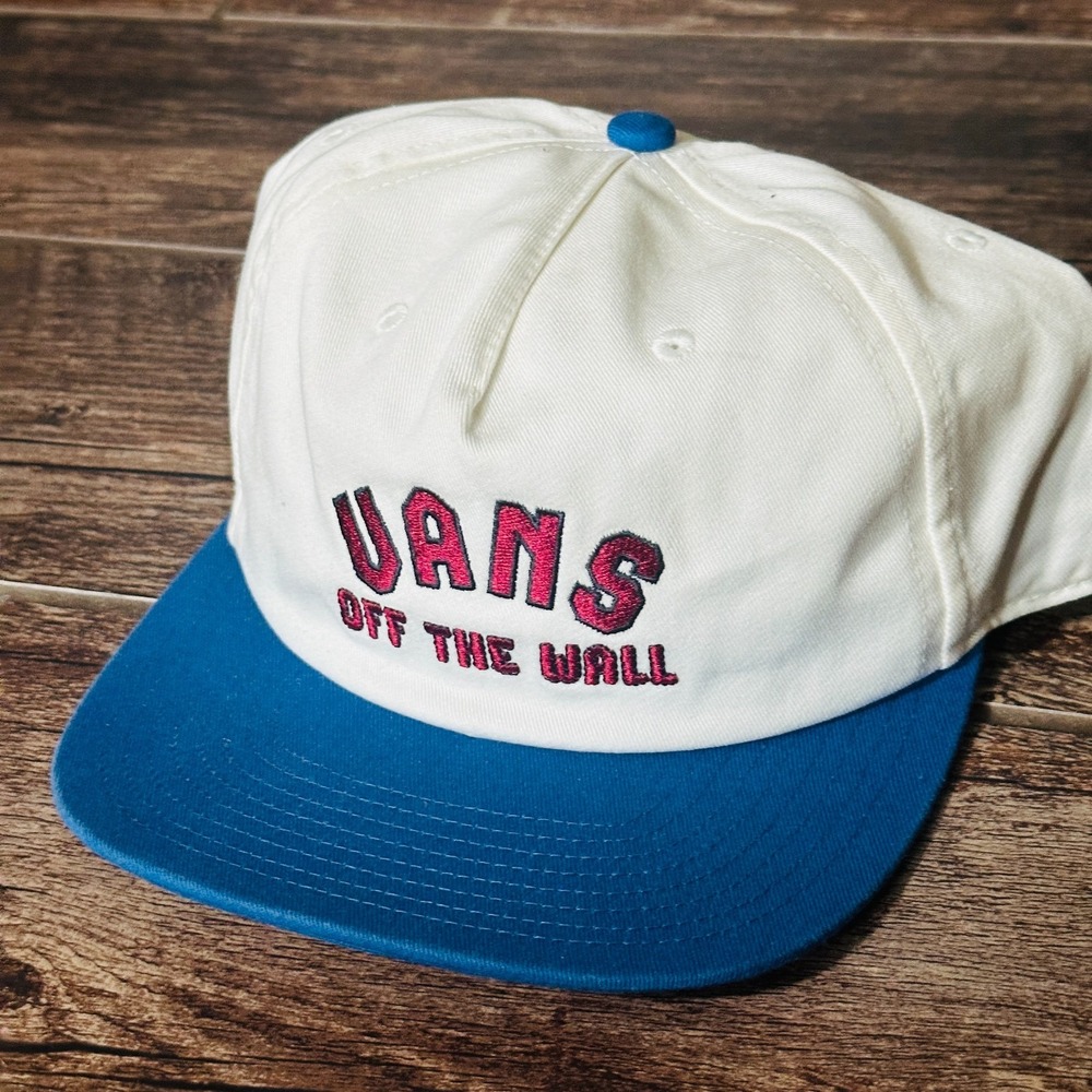 Vans Off The Wall - Hat - Cap Flat Blue Bill - Red White - Adjustable